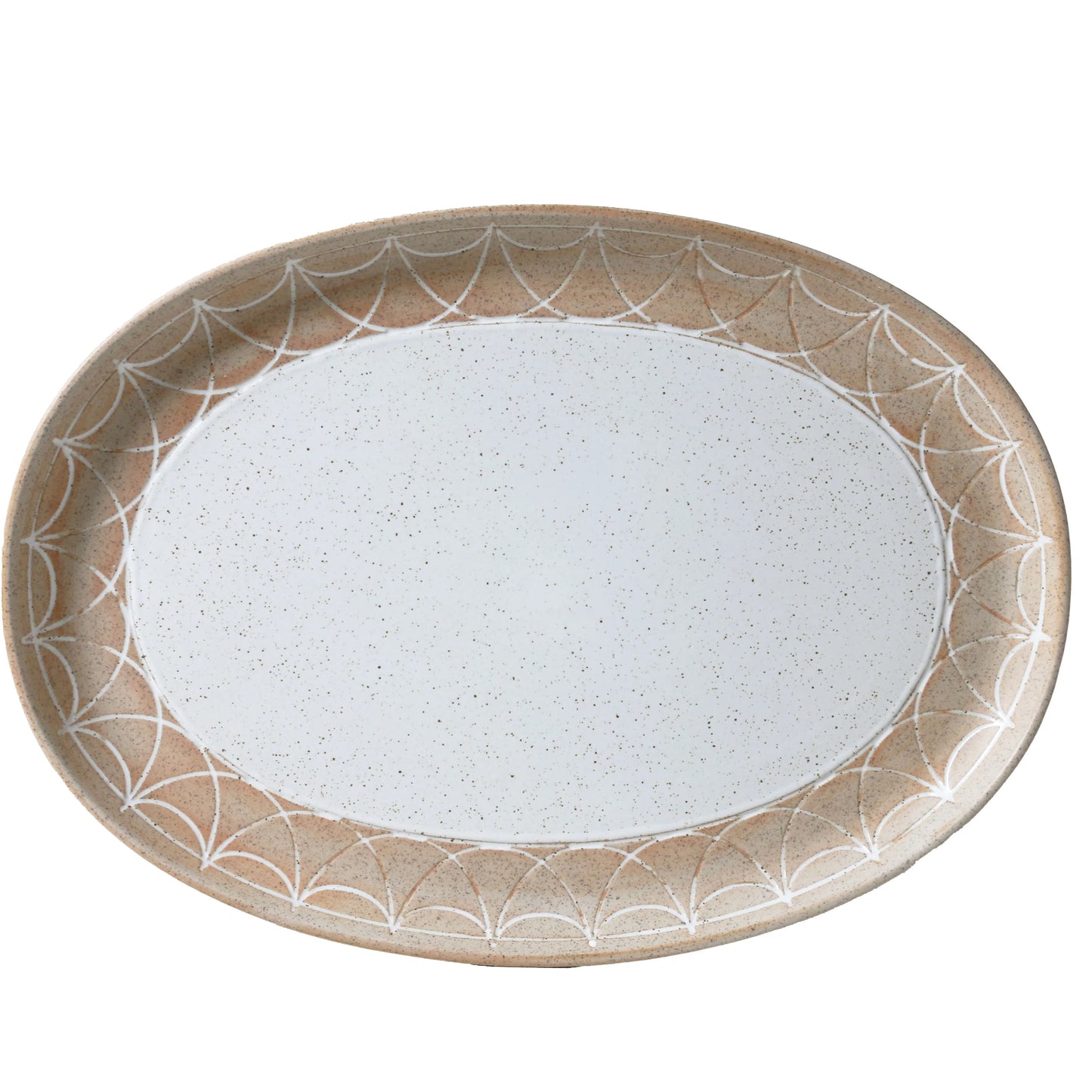 Oval Platter With Etching - Natural
