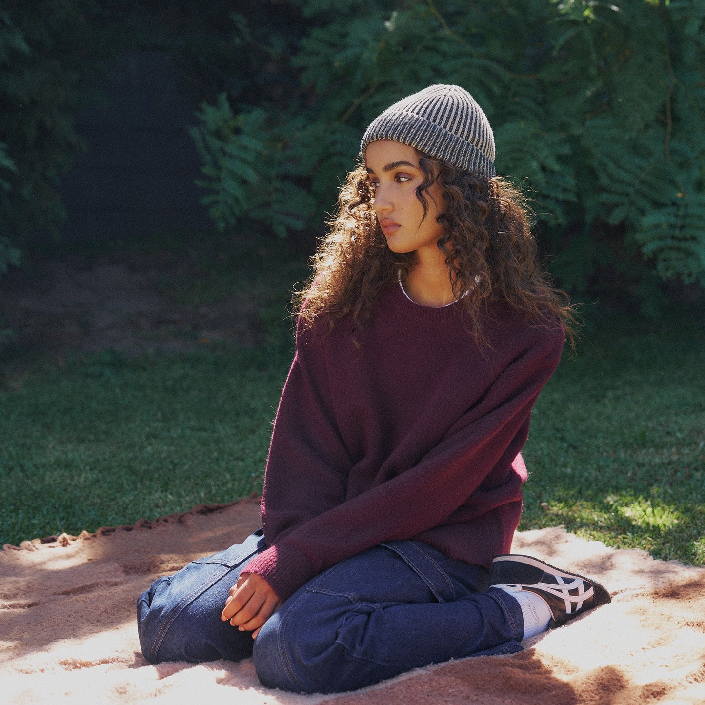 Arista Recycled-Polyester Ribbed Knit Beanie in Charcoal Black