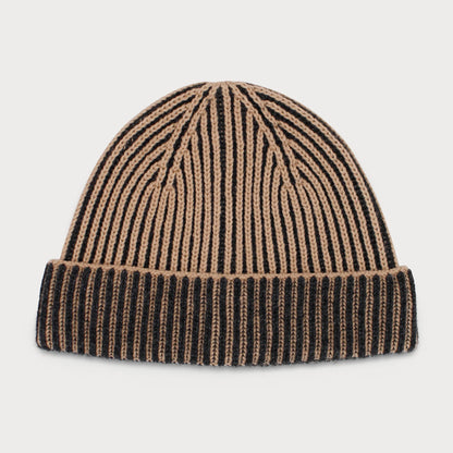 Arista Recycled-Polyester Ribbed Knit Beanie in Charcoal Black