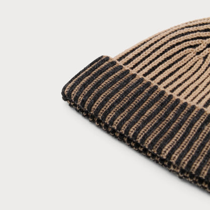 Arista Recycled-Polyester Ribbed Knit Beanie in Charcoal Black