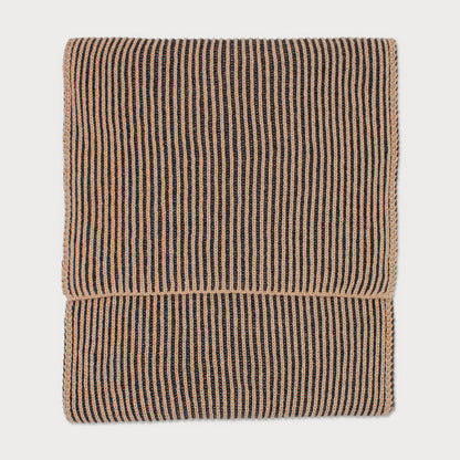 Arista Recycled-Polyester Ribbed Knit Scarf in Charcoal Black
