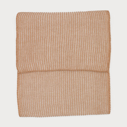 Arista Recycled-Polyester Ribbed Knit Scarf in Beige