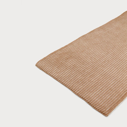 Arista Recycled-Polyester Ribbed Knit Scarf in Beige