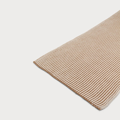 Arista Recycled-Polyester Ribbed Knit Scarf in Beige