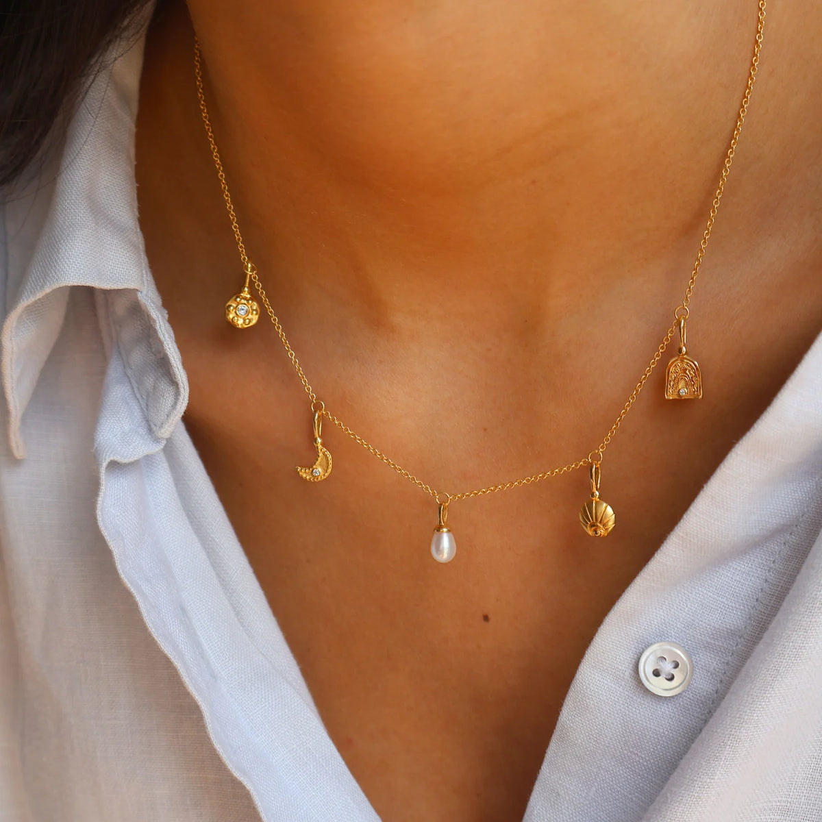 Sea & Sky Charm Necklace - Yellow Gold