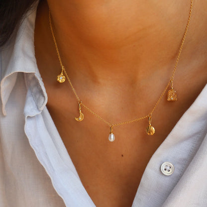 Sea & Sky Charm Necklace - Yellow Gold