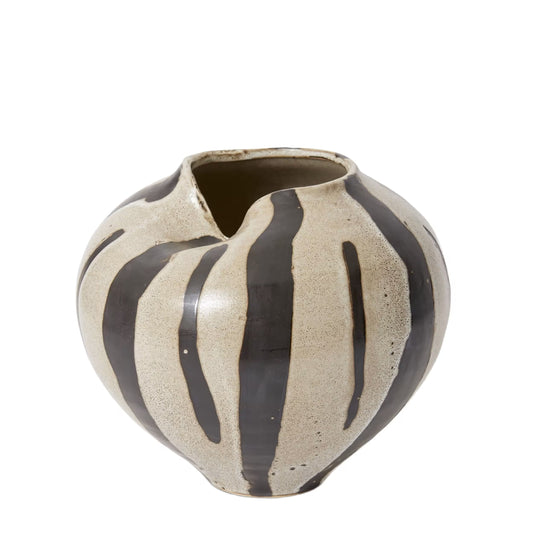 Cayman Vase - Black/ Beige - 23x23x20 cm