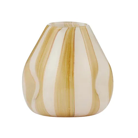 Alice Glass Vase - Ivory / Mustard - 20 x 18 cm