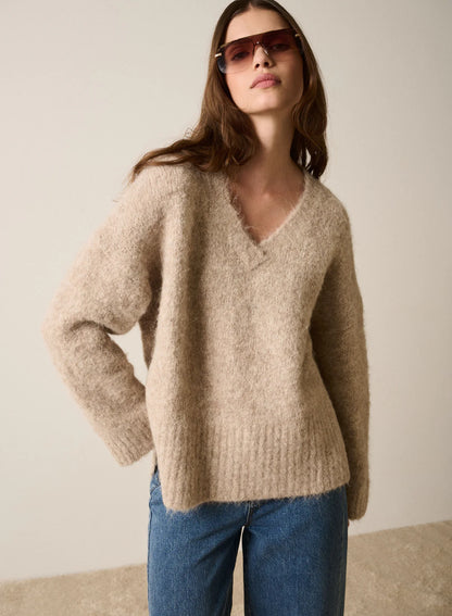 Whisper V-Neck Sweater - Oatmeal