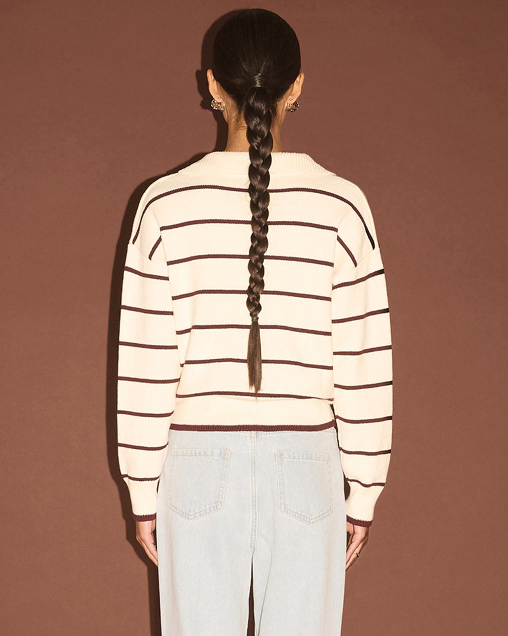 Elara Polo Jumper - Cream/Chocolate