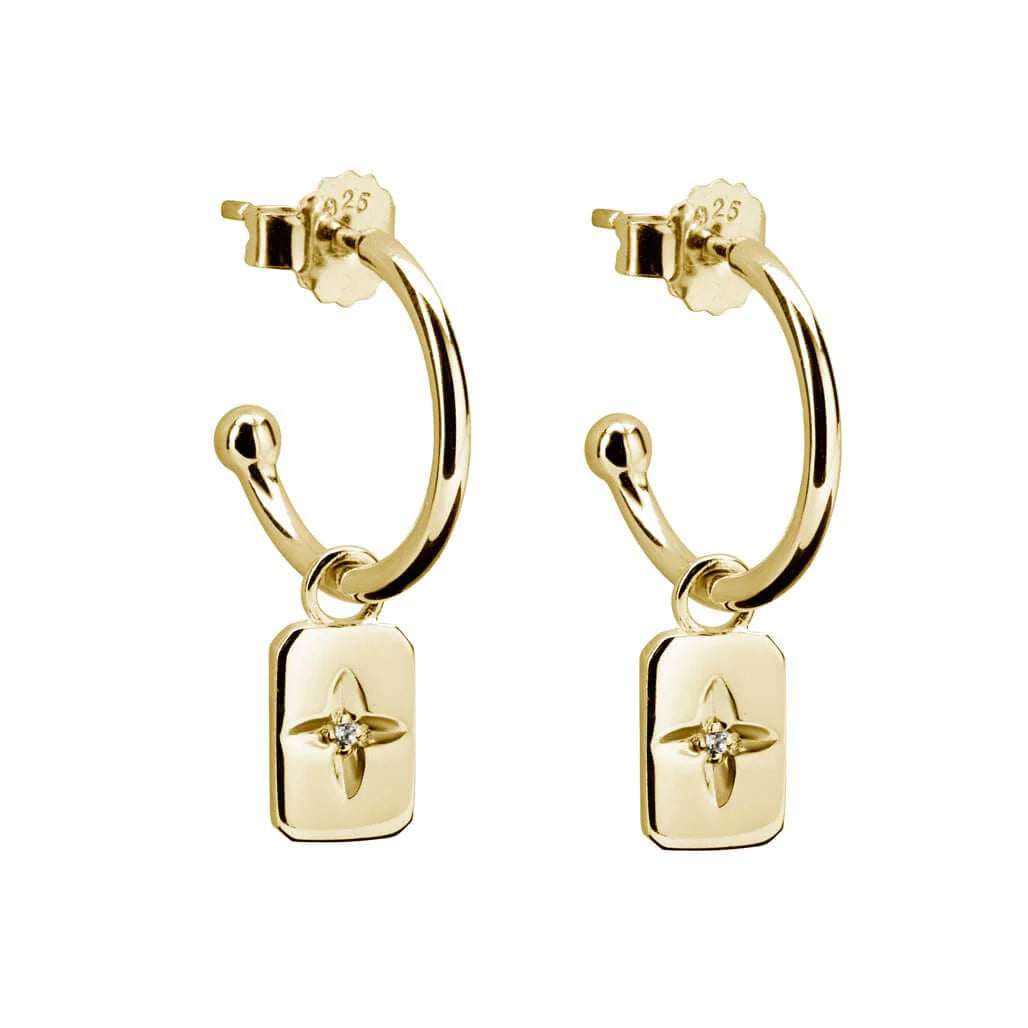 Desert Flower Rectangle Earrings - 18KT Gold Plate