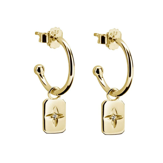 Desert Flower Rectangle Earrings - 18KT Gold Plate