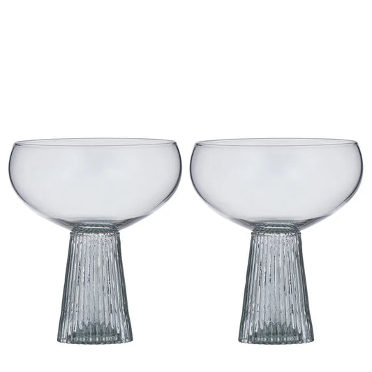 Giselle Ribbed Coupe Glass Set - Seafoam