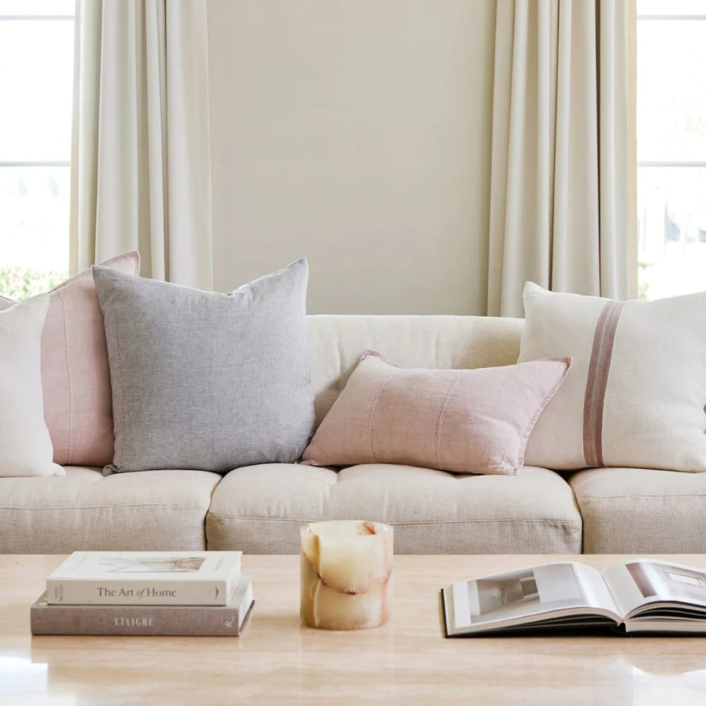 Ribbon Cushion - 50 x 50 cm - White/Lilac/Putty
