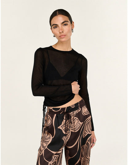 Ulla Drawstring Pants - Abstract Leaf
