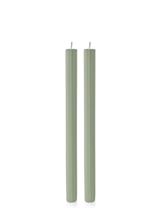 Pale Eucalypt 30cm Fluted Dinner Candle