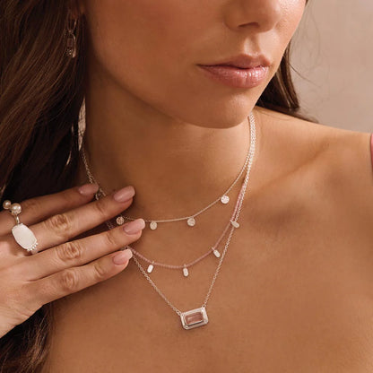 Rose Quartz Choker in Sterling Silver