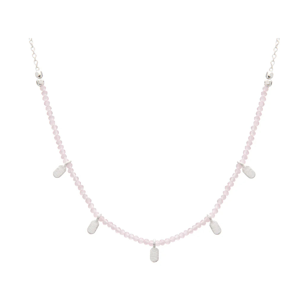 Rose Quartz Choker in Sterling Silver