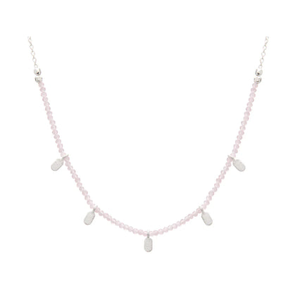 Rose Quartz Choker in Sterling Silver