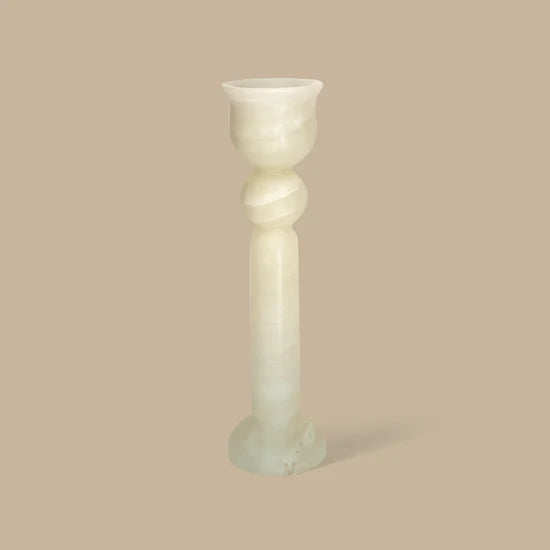 Bell Candle Holder Tall - White Onyx