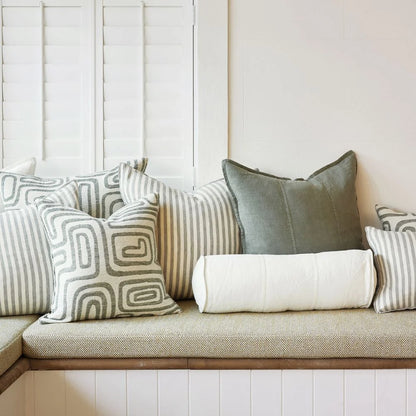 Luca Linen Bolster Cushion - 20 x 60 cm - Off White