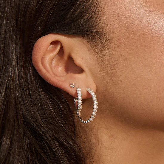 Soul Protector Small Shell Hoops - Silver