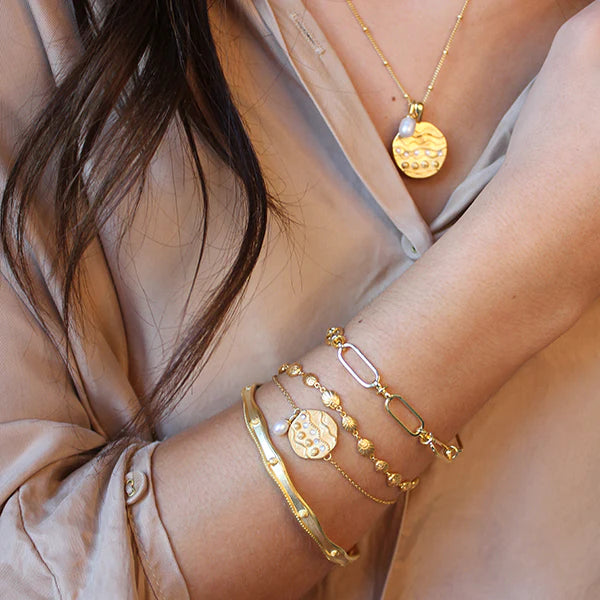 Ocean Dreamer Wave Bangle in 18KT Yellow Gold Plate