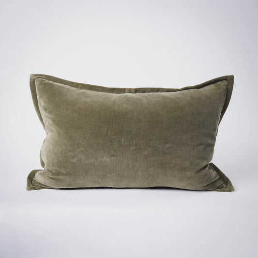 Evelyn Velvet Cushion - Olive - Filled Cushion / 40x60cm