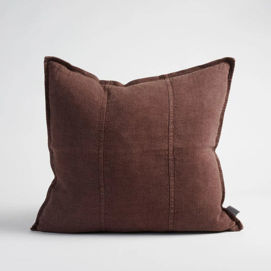 Luca  Linen Cushion - Chocolate - Filled Cushion / 50x50cm
