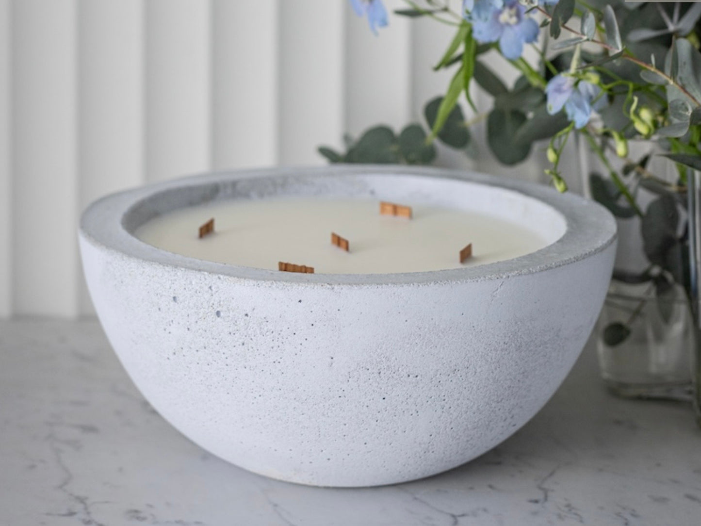 Large Refillable  Concrete Candle - Kauai Coconut