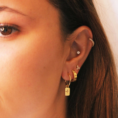 Desert Flower Rectangle Earrings - 18KT Gold Plate
