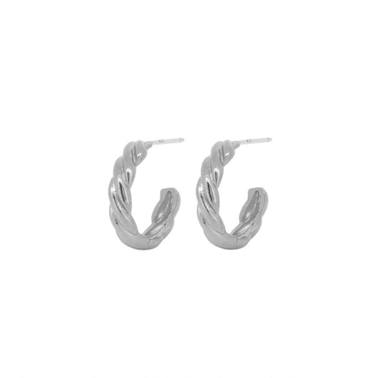 Ambre Twist Hoop Earrings - Silver