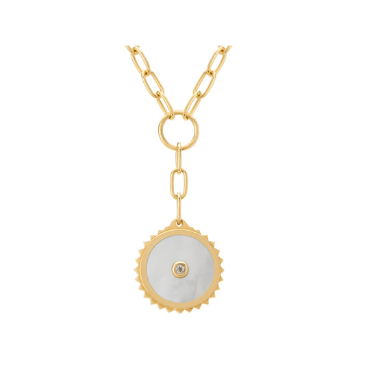 Halcyon Shield Drop Necklace 18KT Yellow Gold Plate