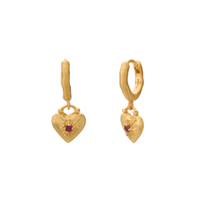 Love You Small Heart Huggie Earrings in 18KT YG Plate