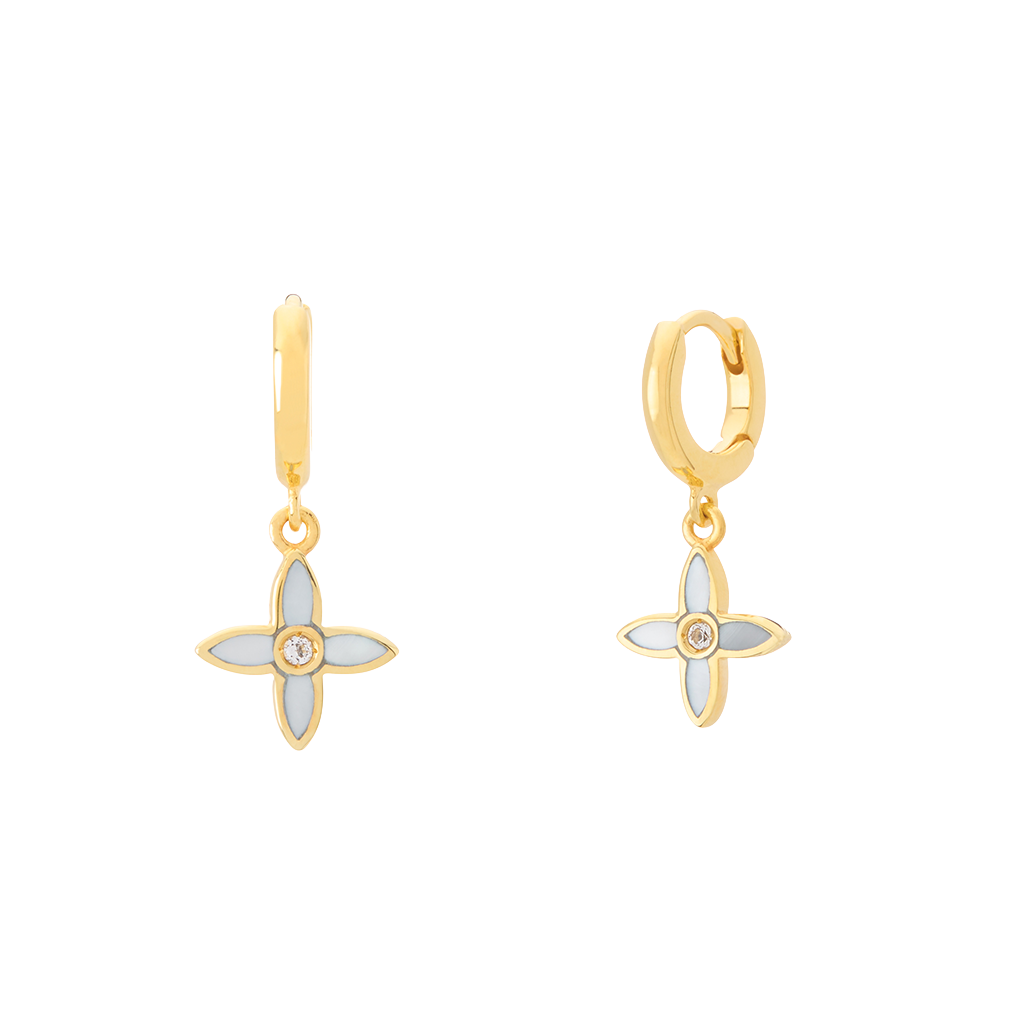 Desert Flower Huggie in 18kt YG