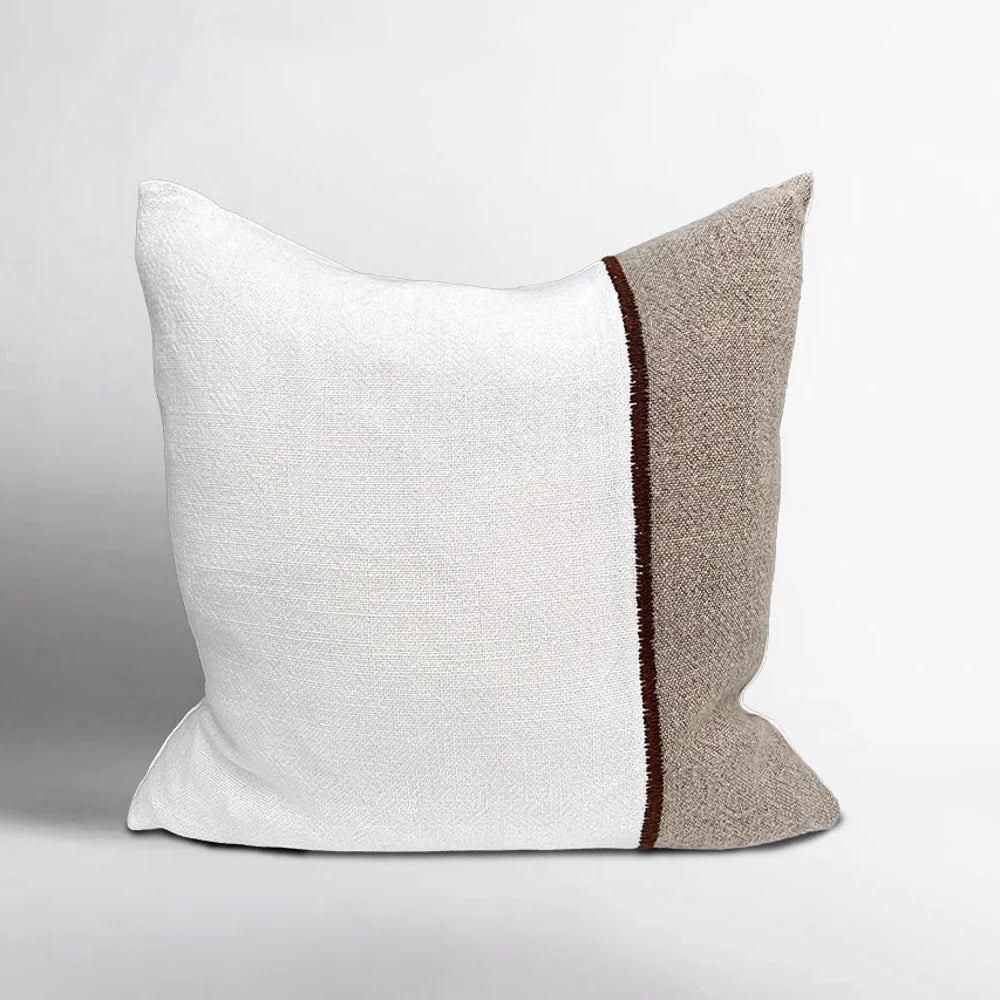 Bella Linen Cushion - Off White/Natural/Chocolate 60x60cm