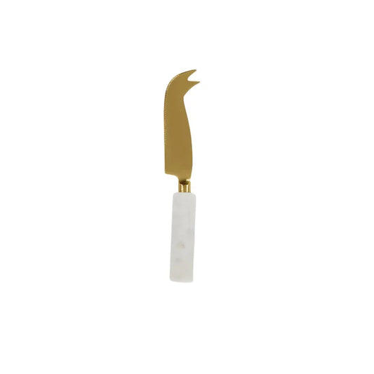 Eli Marble Cheese Knife - White / Gold