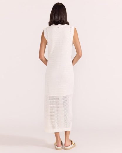 Wave Open Knit Midi Dress - White - Staple the Label