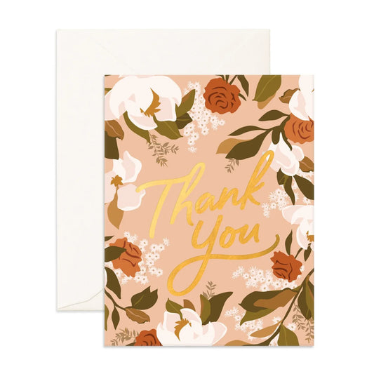 Thank You Rose Magnolias - Greeting Card