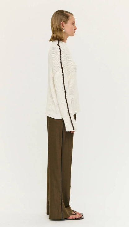 Finn High Neck Jumper - Cream/Chocolate
