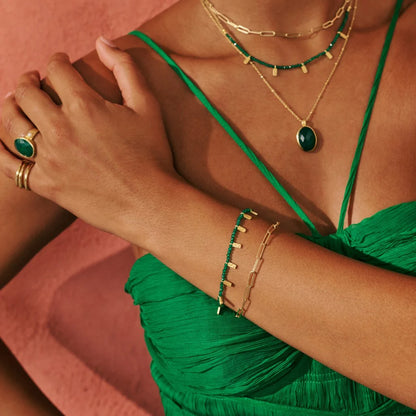 Wandering Soul Green Onyx Bracelet in 18kt YG Plate