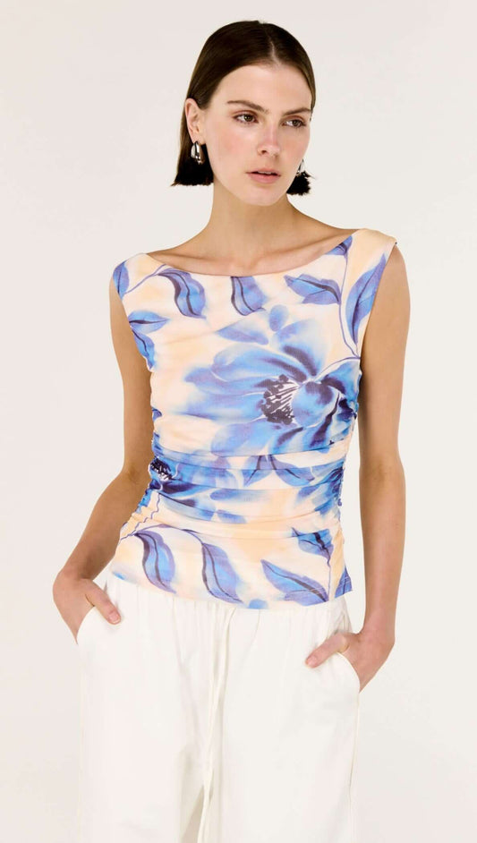 Fleur Mesh Top - Blurred Floral