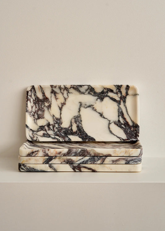 Black Blaze Linea Rectangle Marble Tray