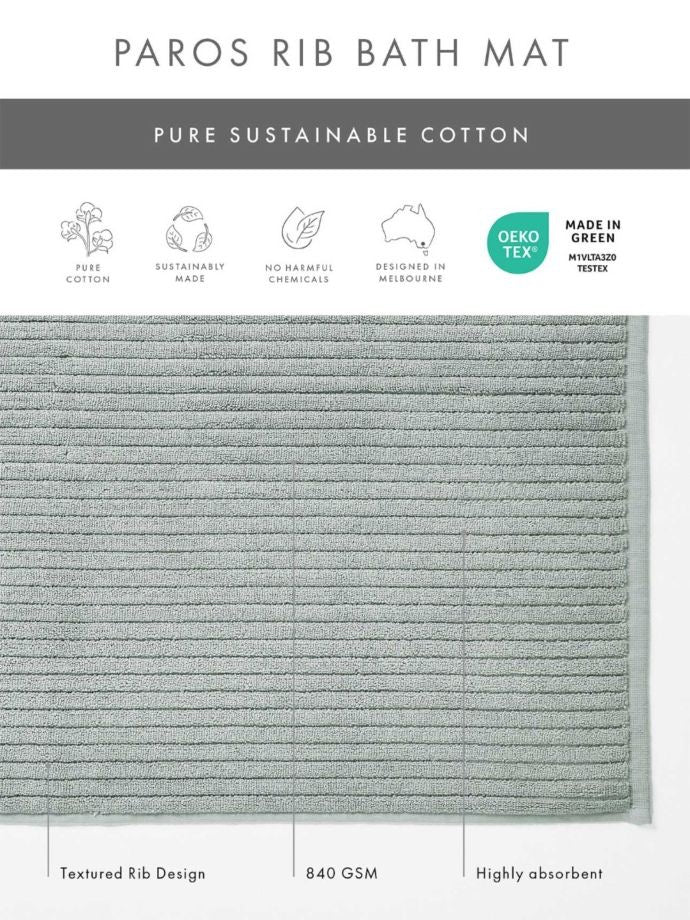 AURA BATH MAT PAROS RIB SAGE