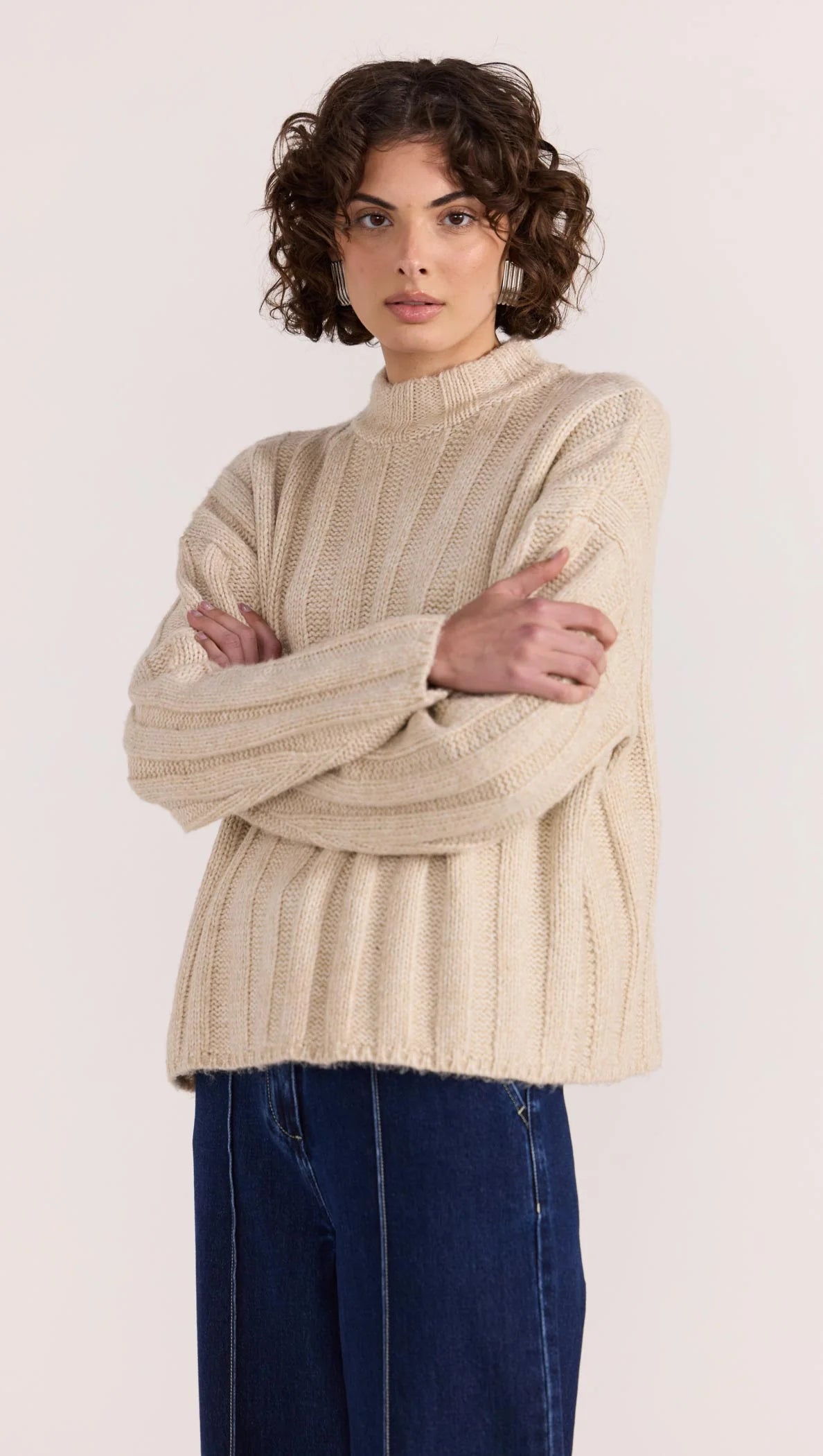 Macy Cozy Rib Jumper - Oat Marle