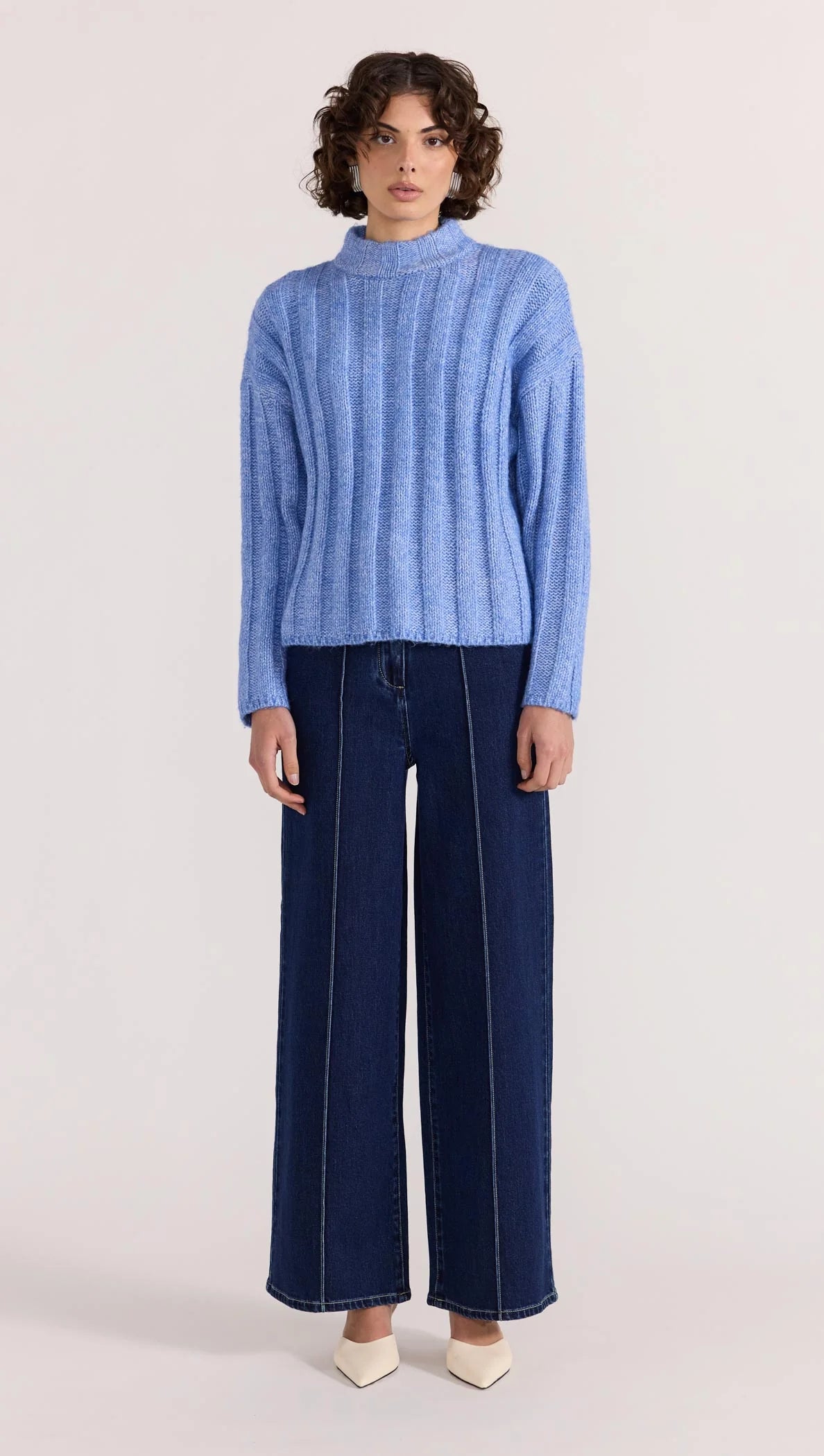 Macy Cozy Rib Jumper - Blue Marle