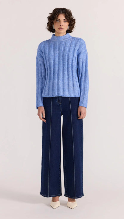 Macy Cozy Rib Jumper - Blue Marle