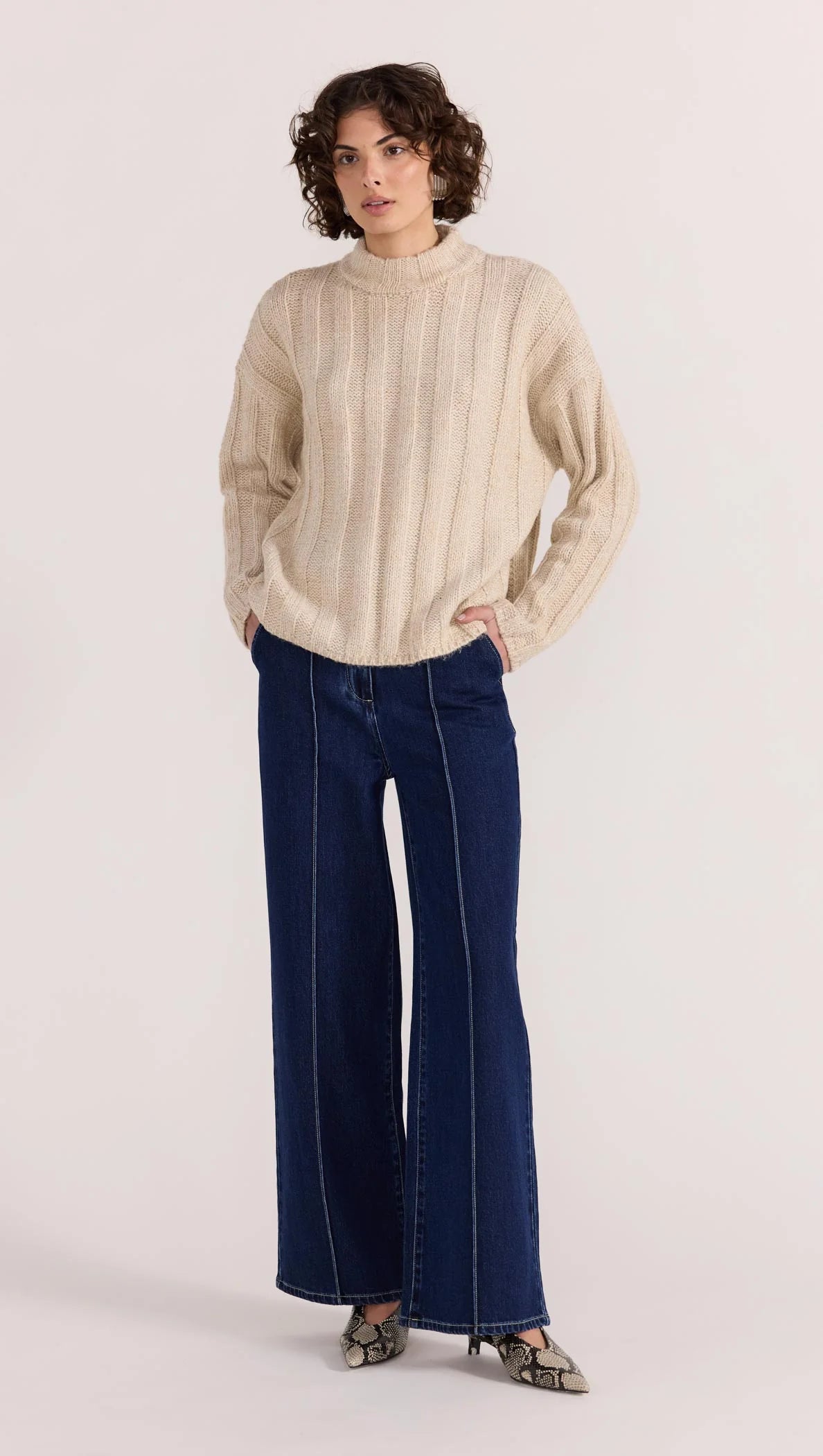 Macy Cozy Rib Jumper - Oat Marle