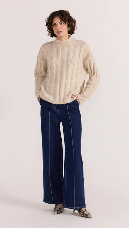 Macy Cozy Rib Jumper - Oat Marle