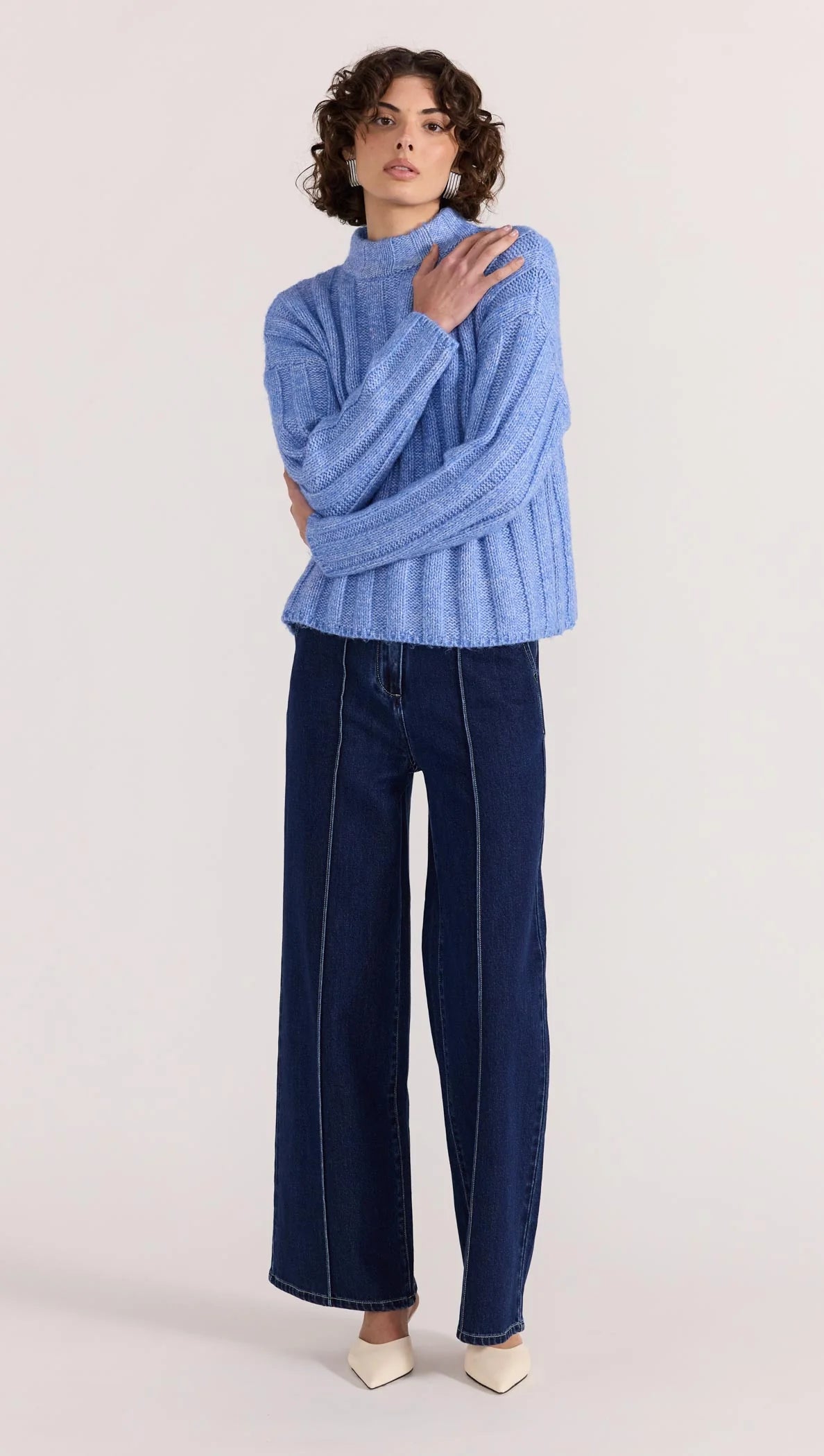 Macy Cozy Rib Jumper - Blue Marle